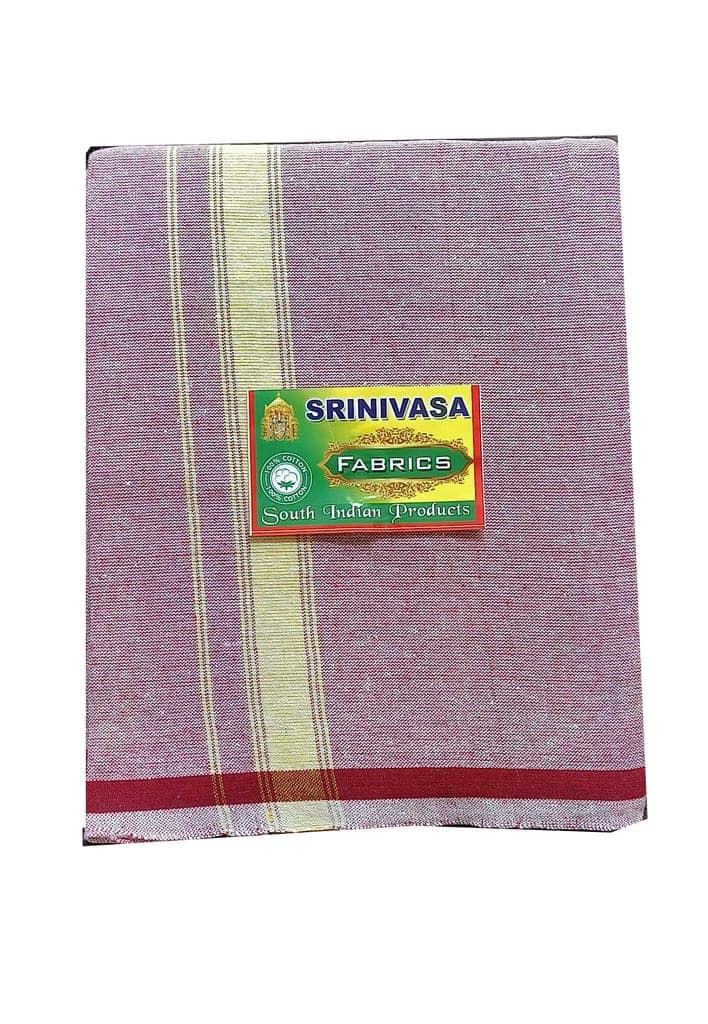 SRINIVASA FABRICS 100% Cotton Dhoti Red Striped