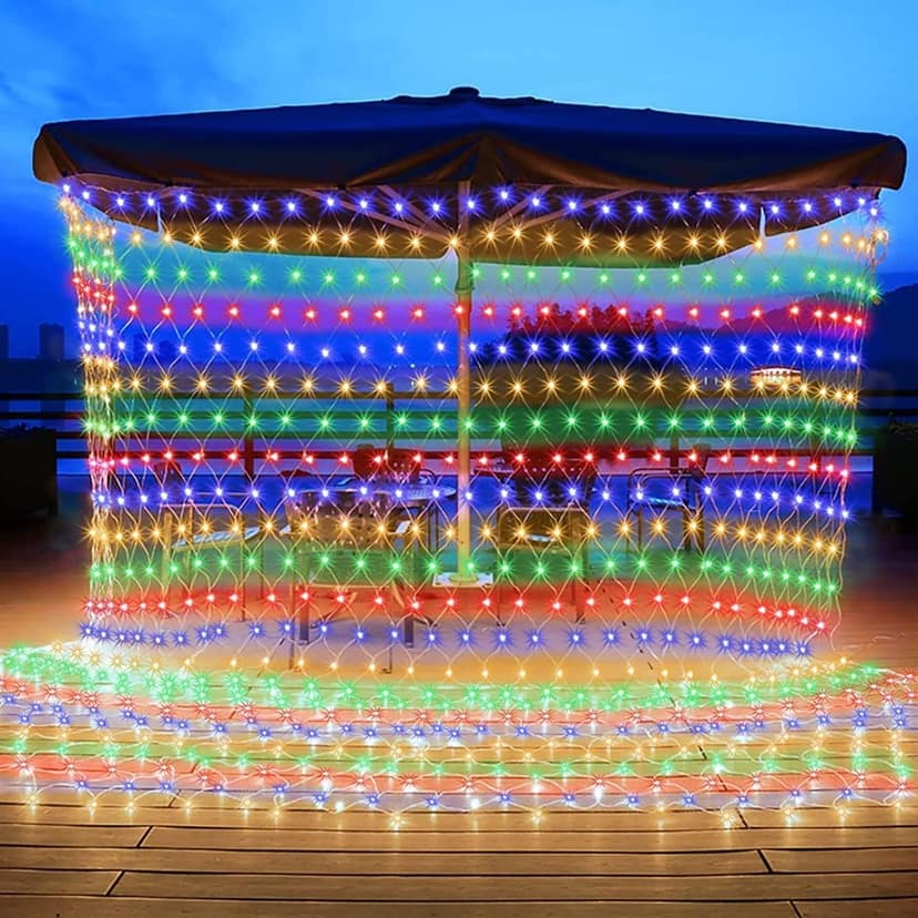 SPARKWORLD LED Net Mesh String Lights/LED Lights For Home Decoration 9.8Ft X 6.6Ft 192 Leds 8 Modes Warm White (3X2M Multicolor)(Pvc),1 meters