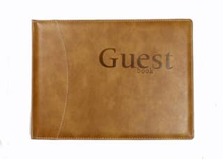 Sukeshcraft Pu Guest NoteBook White and Grey paper Print 2tone Brown