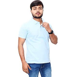 U Light Men Polo Casual Regular Fit Solid Polo Collar Neck T-Shirt