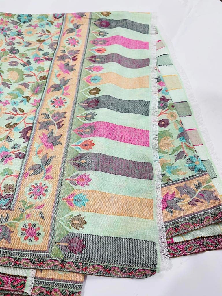 Premium Kashmiri Shawl for Women � Soft Wool Blend with Intricate Floral Design | Traditional Handcrafted Wrap & Stole view 6