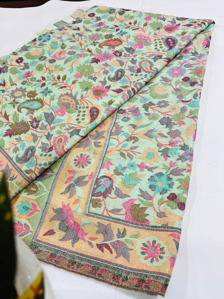 Premium Kashmiri Shawl for Women � Soft Wool Blend with Intricate Floral Design | Traditional Handcrafted Wrap & Stole view 7