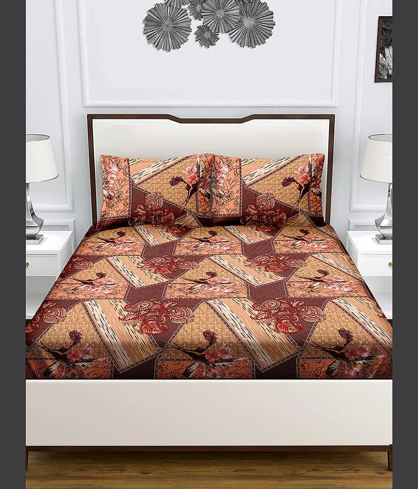 Bella Casa Cotton Double Bedsheet ( Multicolor )