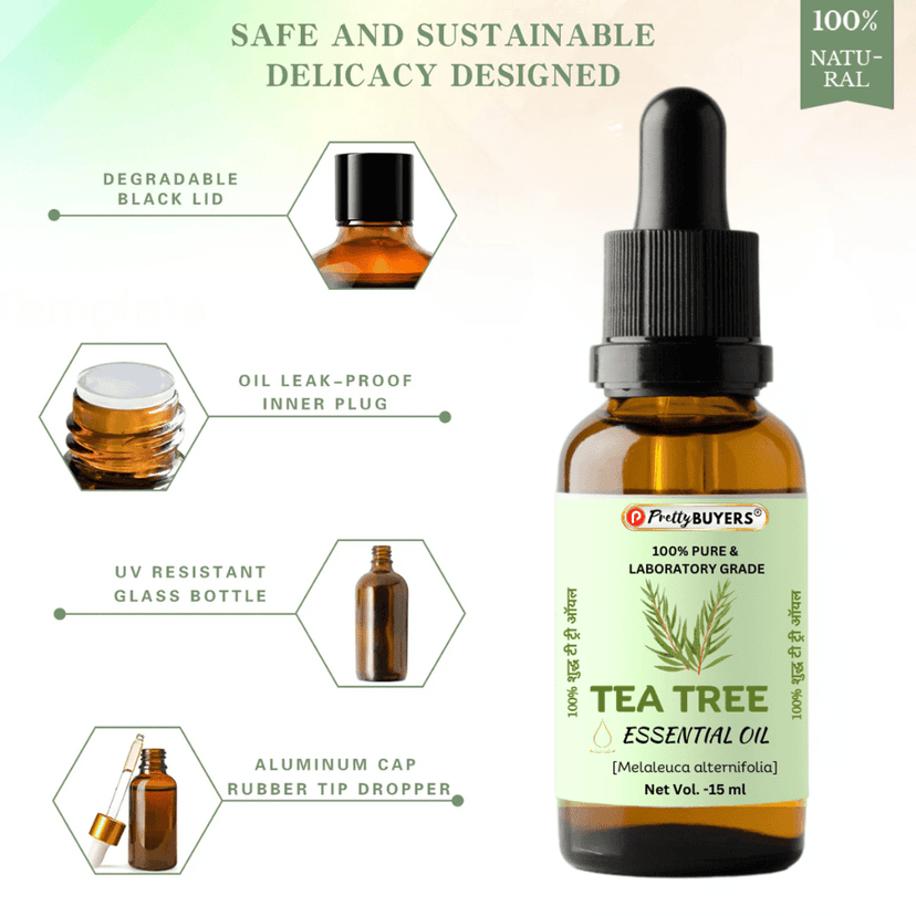 Pretty BUYERS Natural Tea Tree Essential Oil - 15 ml ( Pack Of 2 ) view 7