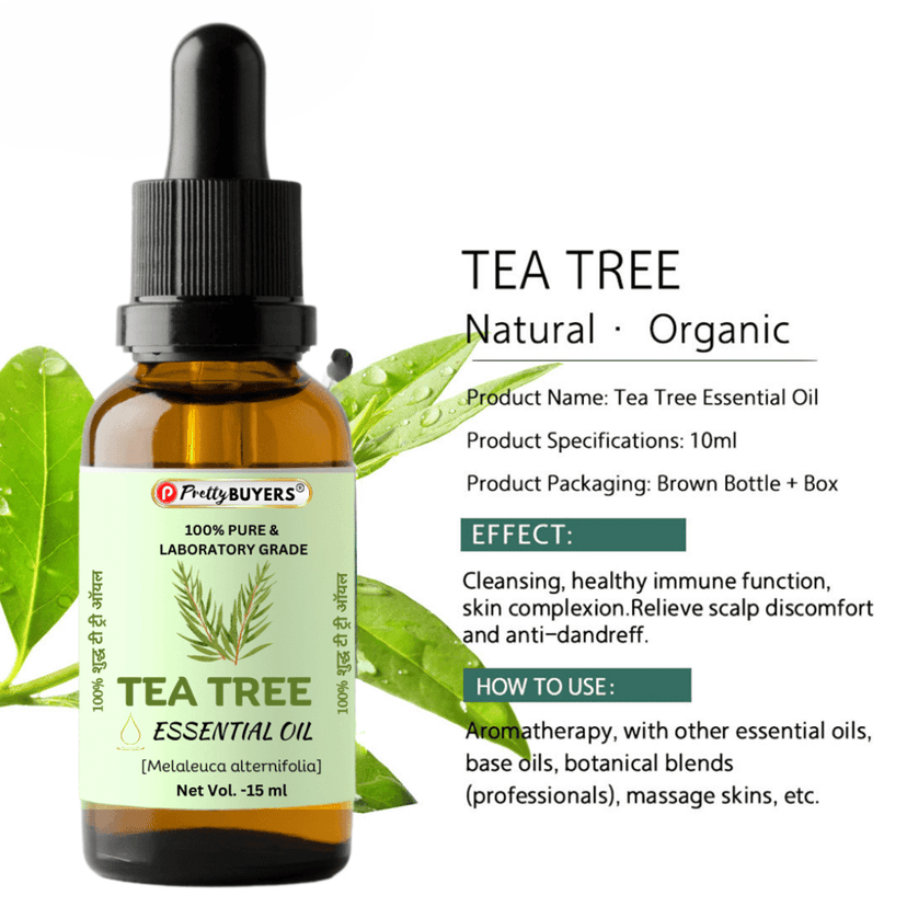 Pretty BUYERS Natural Tea Tree Essential Oil - 15 ml ( Pack Of 2 ) view 8