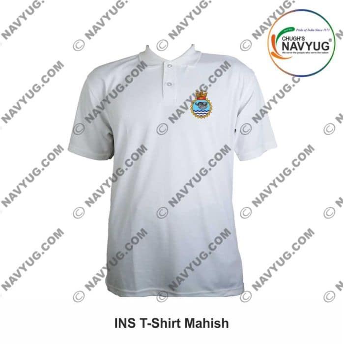 ArmyNavyAir INS Mahish T-Shirt (XL) | Premium Embroidered Navy Crest | Casual Defence Wear