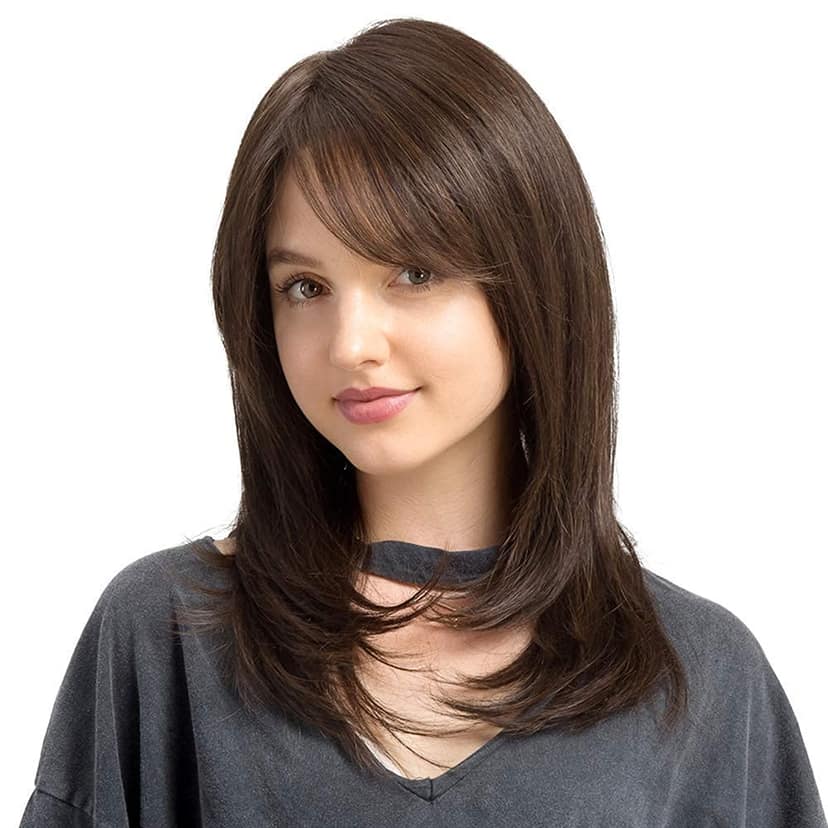 Akashkrishna Hair Wig For Women Light Weight Wig Brown Comfortable Full Head Hair Wig Fashion Women Synthetic Hair Cosplay Long Wig With Bangs Natural Brown view 2
