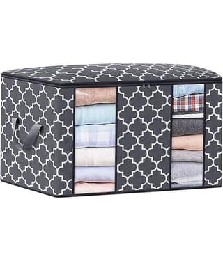 House of Quirk Large Blanket Clothes Organization and Storage Containers for Bedding, Comforters, Foldable Organizer with Window, Sturdy Zippers