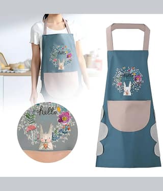SARVASHVA TRENDS PVC Printed Kitchen Apron with 1 Center Pocket ( Pack of 1 )