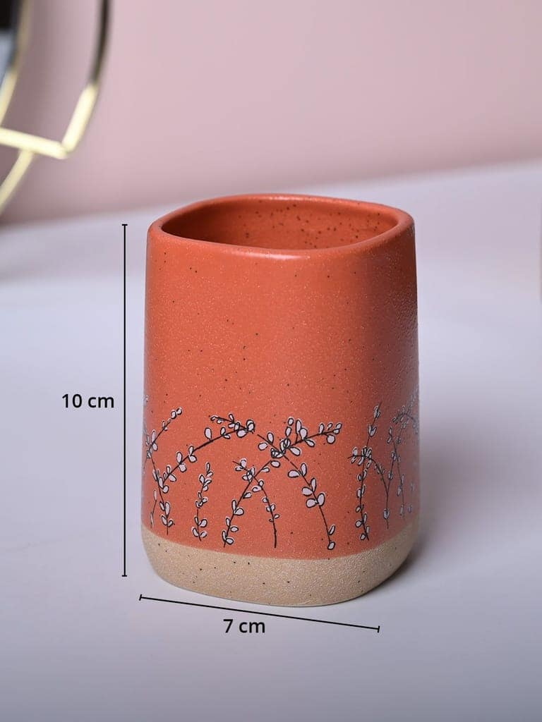 Orange Ceramic Bathroom Collection - Cylindrical, Square, and Rectangular Shapes view 5