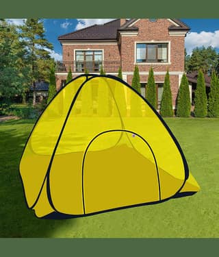 Silver Shine - Yellow Polycotton Tent Mosquito Net ( Pack of 1 )