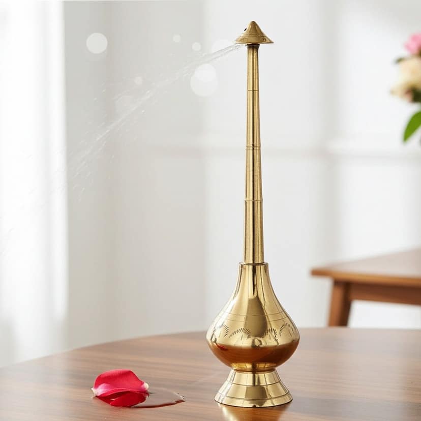 Brass Water Sprinkler Gulab Pash ? Decorative Rosewater Dispenser, Height : 10.2 Inch (ZMAS238 F) view 2