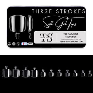 THR3E STROKES Soft Gel NailTips, Full Cover Clear Soft Nail Tips for Artificial False Nails Extension Nail Salons DIY NailArt with Box, 550PCS (TOE NAILS P1) THR3E STROKES Soft Gel NailTips, Full Cover Clear Soft Nail Tips for Artificial False Nails Exte
