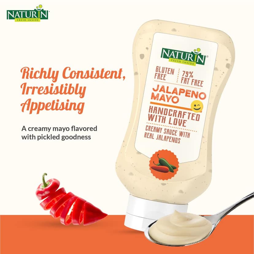 Naturin Jalapeno Mayo Sauce - Ready to Eat Tangy Gluten Free Mayonnaise - 100% Vegetarian - Made with Traditional Indian Spices for Dip & Spread - 290gm view 6