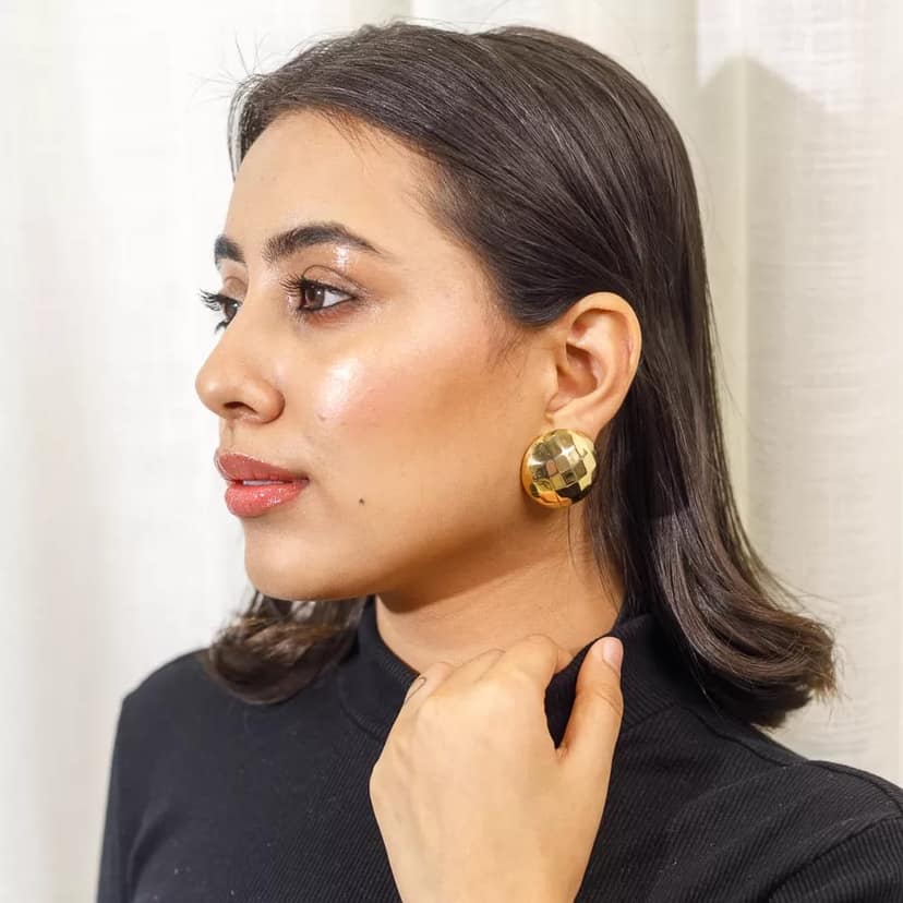 Disco Sphere Stud Earrings view 2
