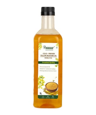 Ramnoor Pure Organic Cold Pressed Yellow Mustard Oil 1L | Kachi Ghani Sarson Tel | Pure & Natural | Strong Aroma Cooking Oil