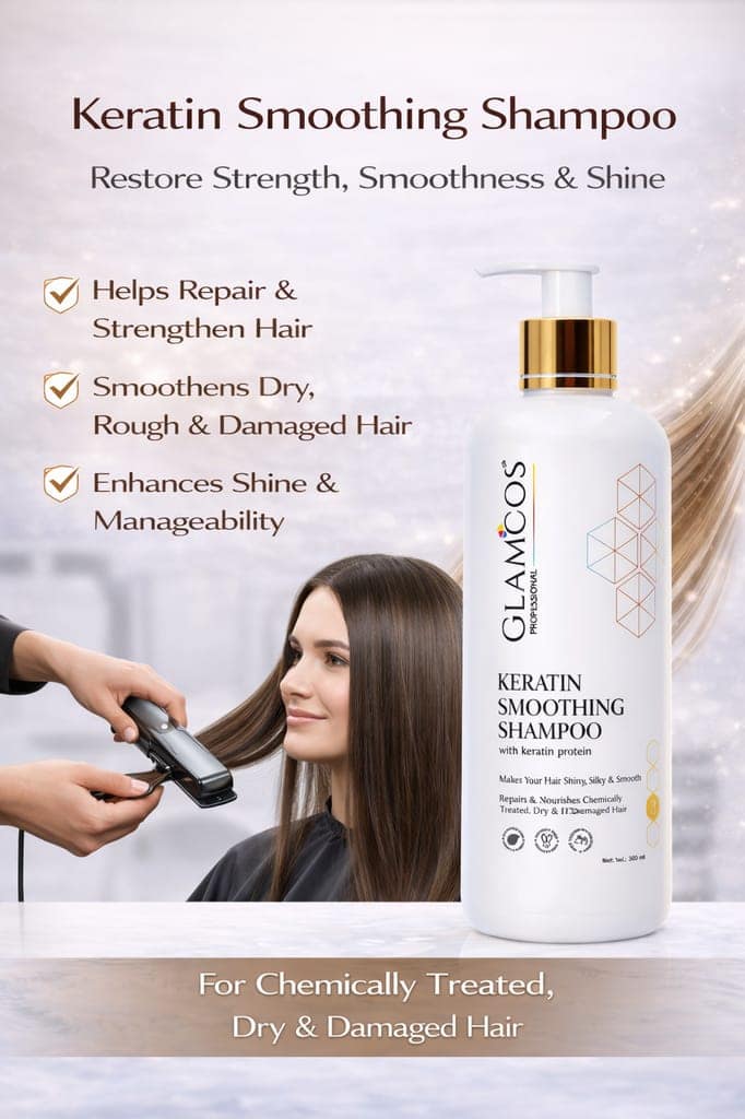 Glamcos Keratin Smoothing Shampoo with Keratin Protein | Salon Cleanse for Chemically Treated, Dry & Damaged Hair | Restores Strength, Smoothness & Shine – 300 ml view 5