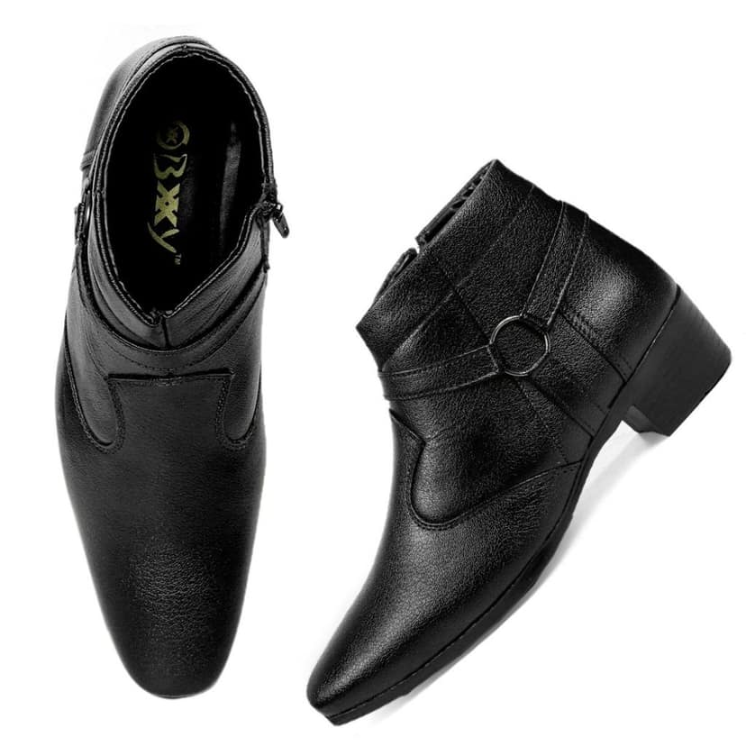 BXXY Men's New Height Increasing with Strapped Zipper and Buckle Boots for All Occassions and All Seasons view 6