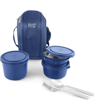 Classic Essentials 3Container Supreme Lunch Box Stainless Steel Insulated Lunch Box 3 - Container ( Pack of 3 )