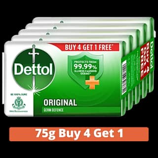Dettol Bathing Soap Bar - Original, 99.99% Germ Protection, Dermatologically Tested, 75 G (Pack Of 4)