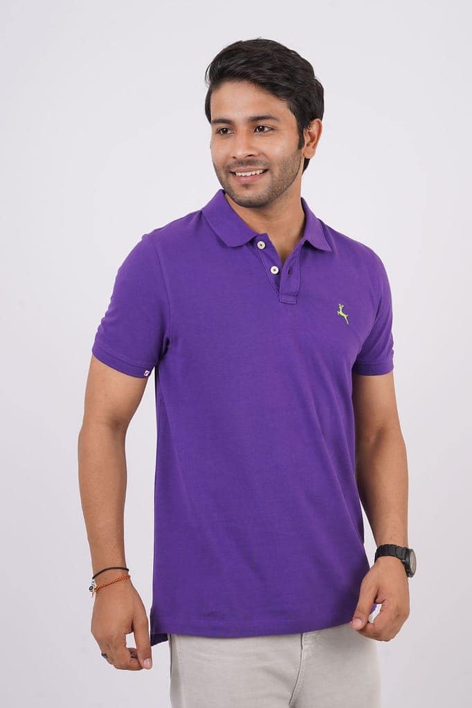 Men's Purple Embroidery PoloT-Shirt view 3