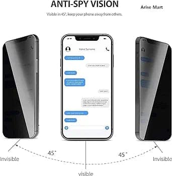 IPhone 13 Pro Privacy Tempered Glass Screen Protector Compatible (Black) Edge To Edge Full Screen Coverage With Easy Installation Kit view 3