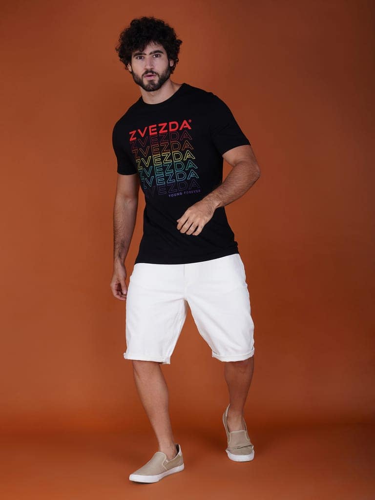 Men’s Branded European Fit Cotton Jersey T-Shirt Black view 5