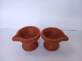 Handmade Clay Diya Set of 2 for Diwali Decoration