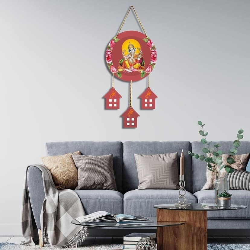 Charmor Lord Ganesha Printed Decorative Wall Hanger for Home | Office | Living Room | Gifts | Bedroom | Door Hanging | Modern Wall Art | Door Hanging (WH3604) view 2