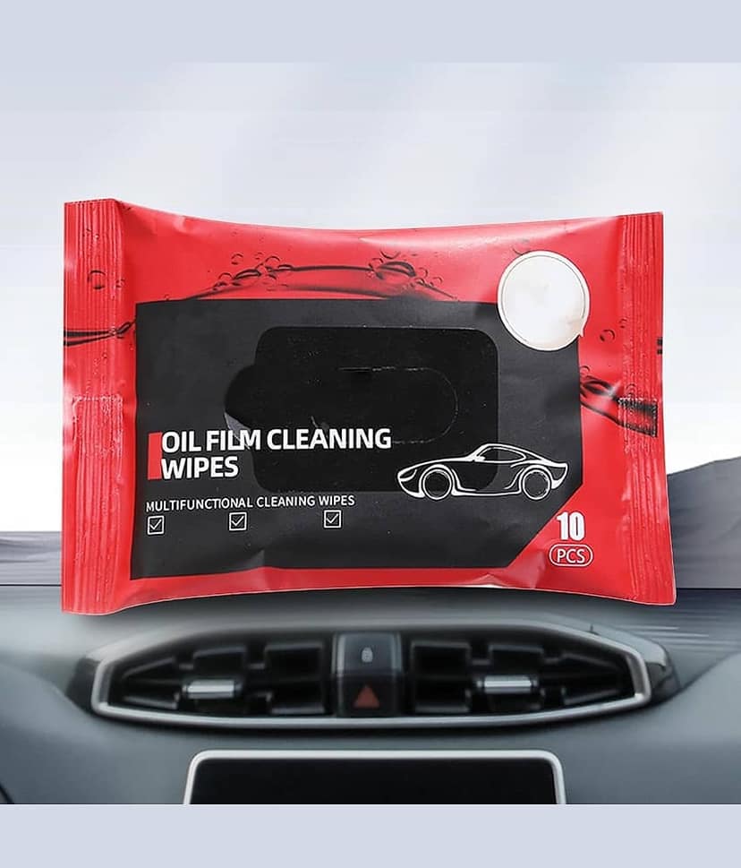 kramox Car Glass Oil Film Removal Wipes, Automotive Oil Film for Windshield, Window Wipes Car Glass Cleaner Wipes, Multifunctional Wet Wipes for Quick Cleaning Oil Film (pack of 2)