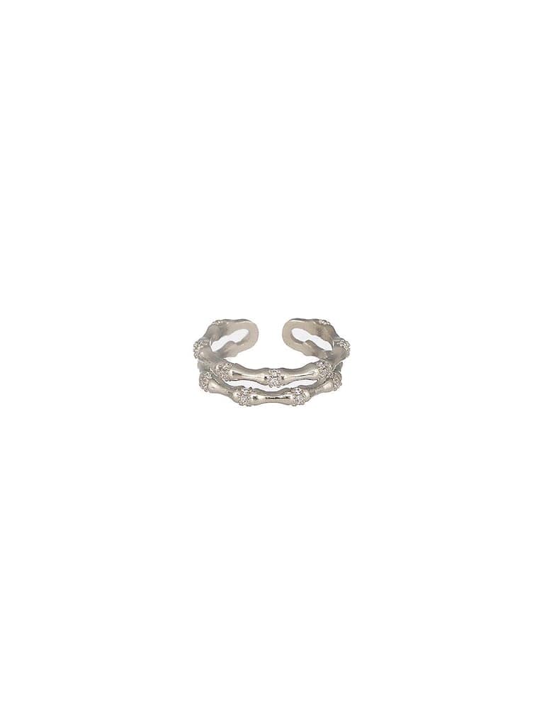 SARAF TRENDZ Anti-tarnish Silver-Plated CZ Stones-Studded Minimal Band Finger Ring view 6