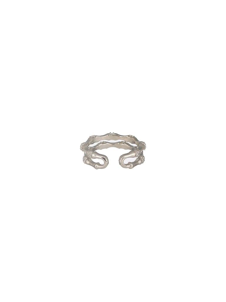 SARAF TRENDZ Anti-tarnish Silver-Plated CZ Stones-Studded Minimal Band Finger Ring view 7