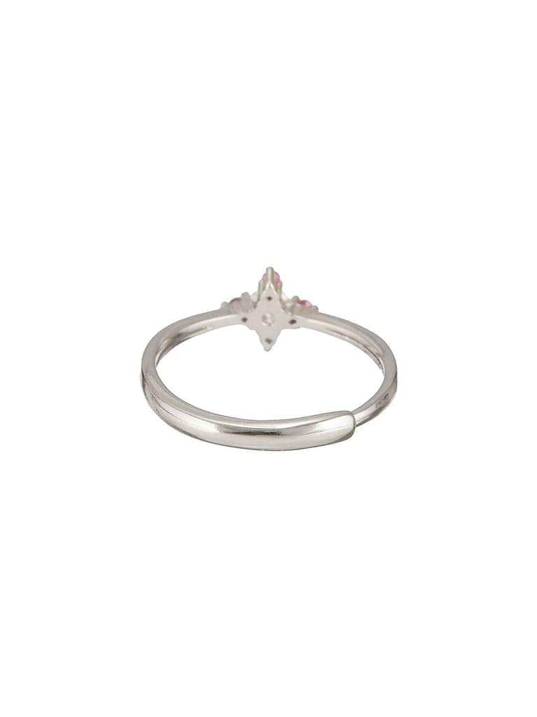 925 Silver Pink AD Studded Engagement Adjustable Finger Ring view 7