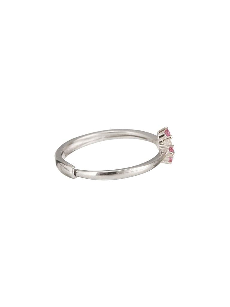 925 Silver Pink AD Studded Engagement Adjustable Finger Ring view 8