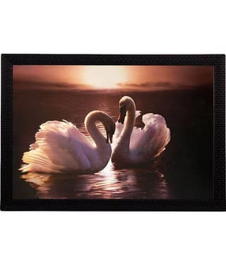 eCraftIndia Brown & Off-White Radha Krishna Satin Matt Texture UV Wall Art