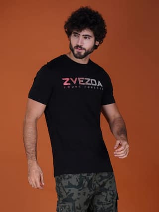 Men’s Trendy Branded Pure Cotton European Fit T-Shirt Black