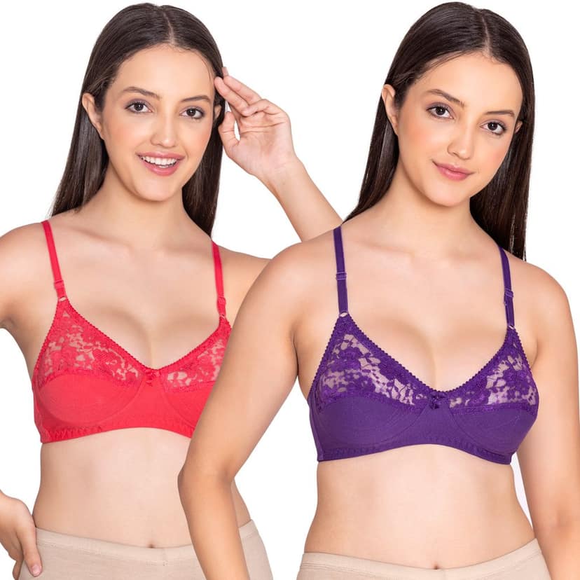 Bodycare polycotton wirefree adjustable straps designer net cup non padded bra-1535BB