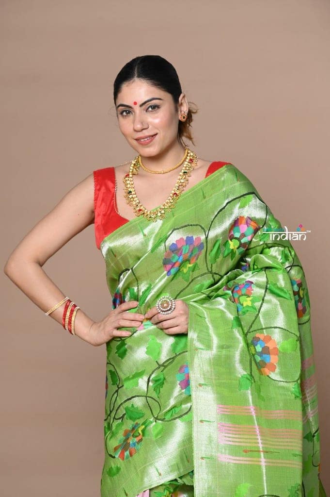 Designer - Masterpiece Handloom All Over Zari Pure Silver Zari Silk Paithani Saree view 3
