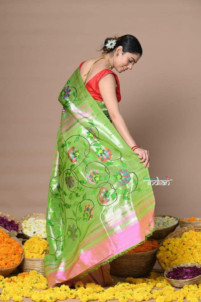 Designer - Masterpiece Handloom All Over Zari Pure Silver Zari Silk Paithani Saree view 4