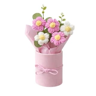 Pack of 1 - Hand Woven Knitted Artificial Hand Knitted Bouquet Flower for Office Desk, Table, Car, Bedroom,