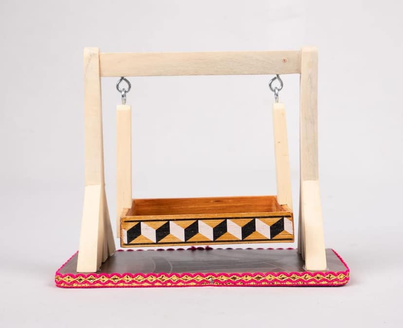 Wooden Handcrafted Jhula/Swing for Laddu Gopal/Krishna/Home Decor