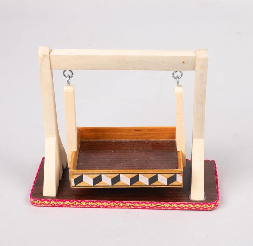 Wooden Handcrafted Jhula/Swing for Laddu Gopal/Krishna/Home Decor view 2