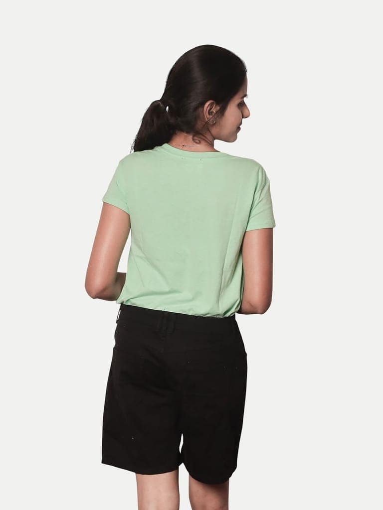 Women Black Denim Shorts view 4