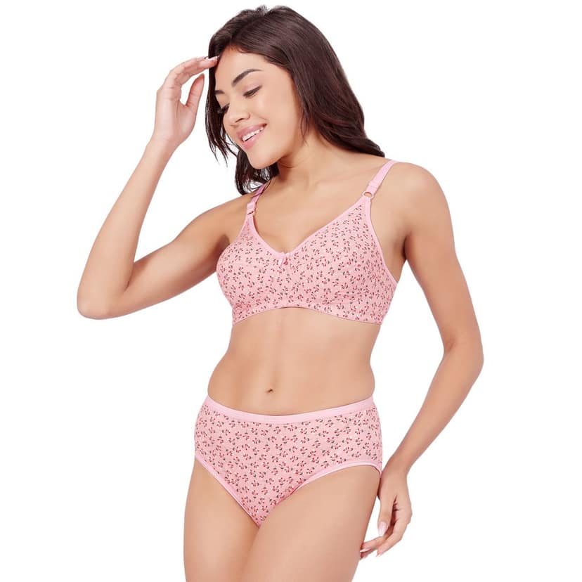 Bodycare Women's Assorted Prints Combed Cotton Bra & Panty Set 6450A