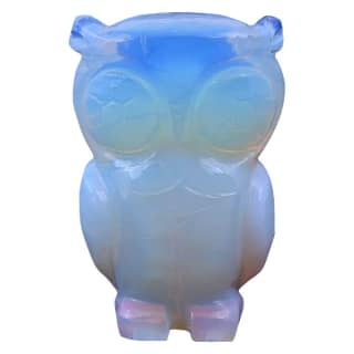 Opalite Crystal Owl, Fengshui, Good Luck Symbol of Wisdom and Protection from Evil, Statue, Laxmi Vahana(KI_087) by Krishna Impex