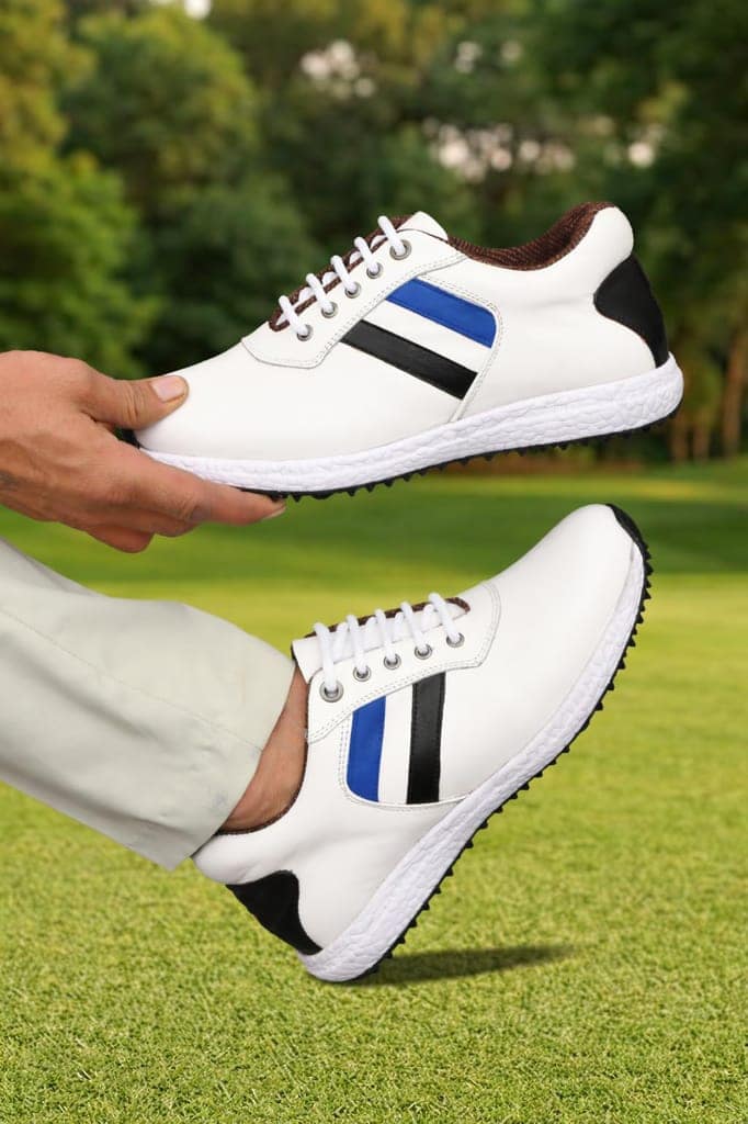 HITCARO Men Genuine Leather Lace-up Professional 100% Waterproof Premium Gold Golf Shoes view 3