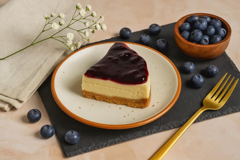 Blueberry cheesecake slice
