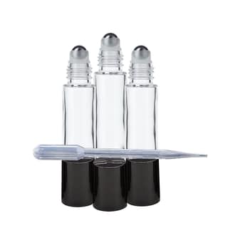 nsb herbals Empty Clear/Transparent Glass Roll On Bottles (10 ml) with Black Cap for Essential Oils, Perfumes, Lip Balms, Aromatherapy | Refillable Reusable (Pack of 96) nsb herbals Empty Clear/Transparent Glass Roll On Bottles (10 ml) with Black Cap for