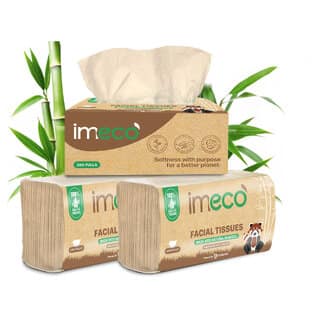 IMECO Bamboo Facial Tissue Papers, 200 Pulls (Pack of 3), 600 Pulls, 2 Ply, Premium Soft, Biodegradable Skin Safe