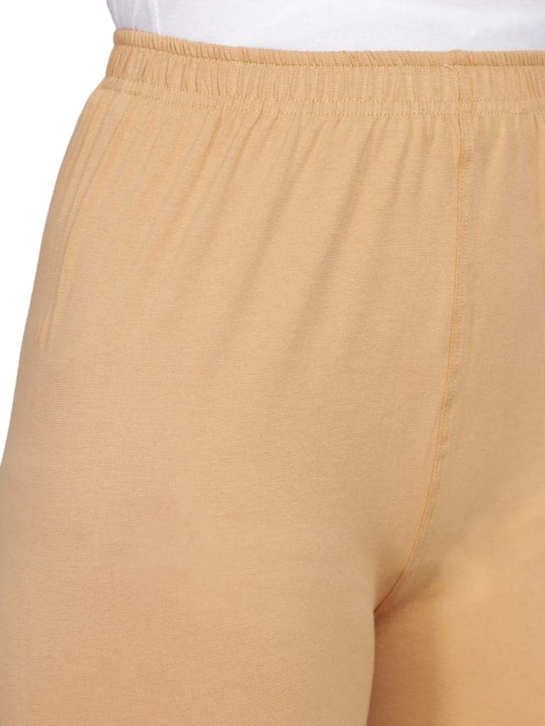 SOFT COLORS Women's Skinny Fit Ethnic Wear Ankle Length Leggings (Beige) view 3